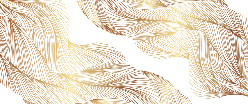 Luxury golden line arts background vector. Abstract wallpaper design for print, wall art picture, fabric, canvas art.