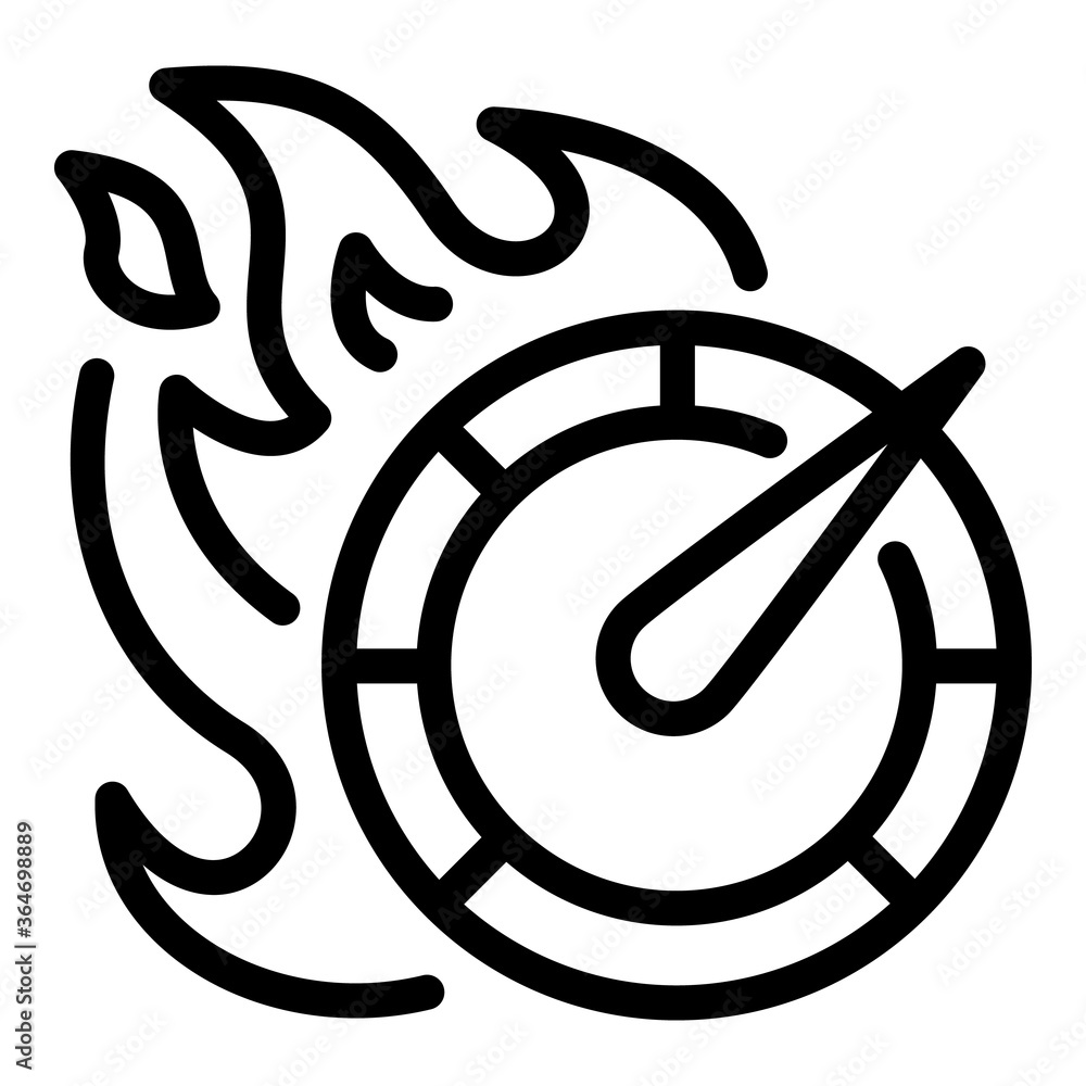 Poster fire speedometer icon. outline fire speedometer vector icon for web design isolated on white backgro