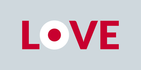 Love Japan design with Japanese flag. Patriotic logo, sticker or badge. Typography design for T-shirt graphic. Vector illustration.