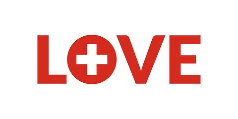 Love Switzerland design with Swiss flag. Patriotic logo, sticker or badge. Typography design for T-shirt graphic. Vector illustration.