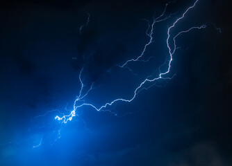lightning in the night sky