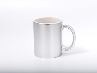 Souvenir products for thermal transfer of images. Cups mother of pearl. reflective