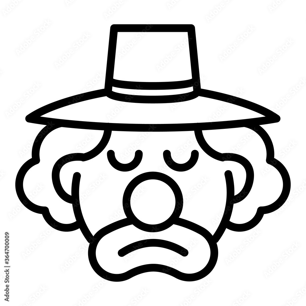 Poster sad clown icon. outline sad clown vector icon for web design isolated on white background