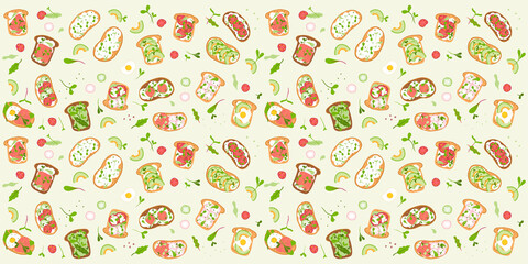 Microgreens.Microgreen sandwich and baby greens seamless pattern