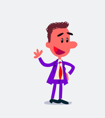 Businessman waving happily
