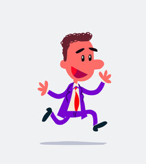 Businessman running happily
