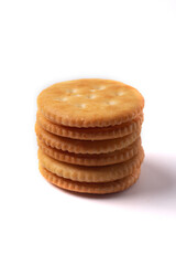 Three crackers on a white background
