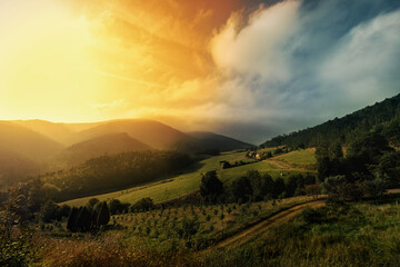 Beautiful landscape in Los Oscos, Asturias. Biosphere Reserve located on the border of Asturias and...