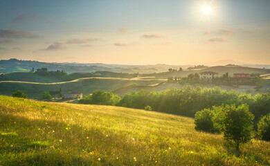 Certaldo canonica park at sunset. Florence, Tuscany, Italy