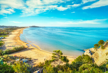Vieste and Pizzomunno beach view, Gargano, Apulia, Italy.