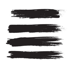 Black brush stroke set isolated on white background. Trendy brush stroke vector for black ink paint, grunge backdrop, dirt banner, watercolor design and dirty texture. Brush stroke vector illustration