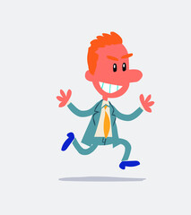 Businessman running very pleased
