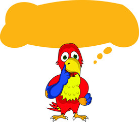 thinking smart colorful parrot with empty thought bubble