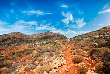 Landscpae of rocky Desert over blue sky