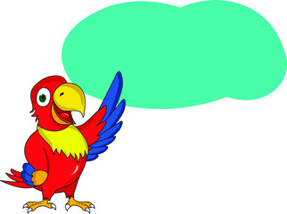 smart colorful parrot presenting blank empty speech bubble
