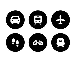 交通機関のアイコンのセット／シンプル／シルエット／乗り物