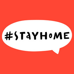 Stay home tag. Covid-19 Sticker for social media content. Vector hand drawn illustration design. 