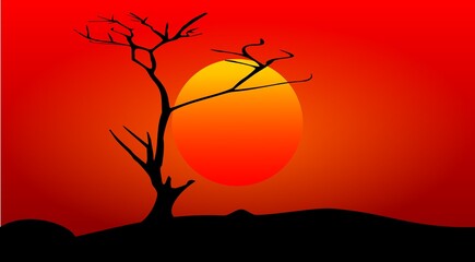African landscape sunset