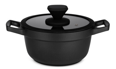 New black saucepan isolated on white background