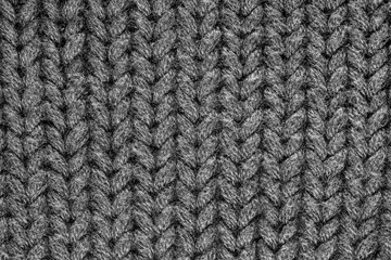 Black & white knitting wool texture background.