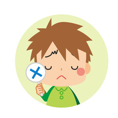 考え事をしている可愛い小さな男の子のイラスト セット バリエーション 白背景 質疑応答 Q A Wall Mural ぽこたぽこ