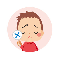 考え事をしている可愛い小さな男の子のイラスト セット バリエーション 白背景 質疑応答 Q A Wall Mural ぽこたぽこ