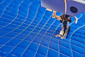 Process quilting with an electric sewing machine by using a free-motion technique