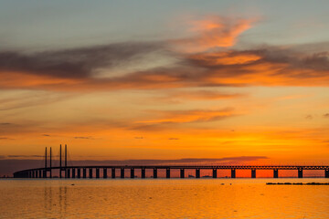 Obraz premium The Oresund bridge with Copenhagen Denmark in the background
