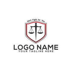 Law Firm Logo Template. Justice and law icon for lawyer and attorney firm.