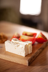 breakfast on wood table stock photo