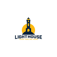 Lighthouse logo template design. In modern style and simple Vector illustration.