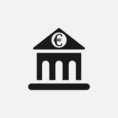 Euro bank icon illustration. Financial institution building symbol.