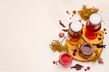 Kombucha in glass bottles