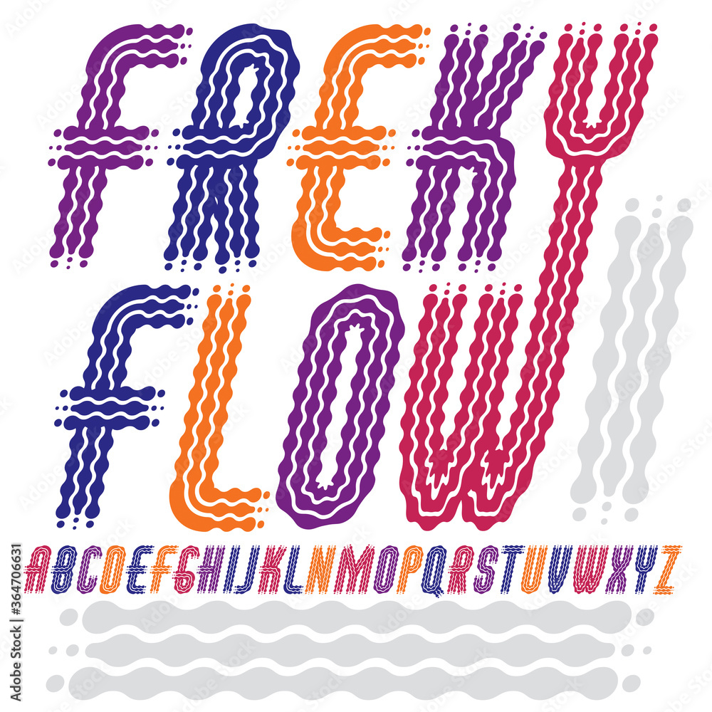 Poster vector funky upper case english alphabet letters collection. rounded bold italic retro 70s font, typ