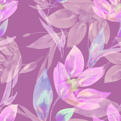 Watercolor Flowers Seamless Pattern. Hand Painted Floral Illustration.
