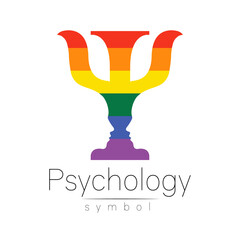 Vector psychology LGBTQA symbol. Pride flag background. Icon for gay, lesbian, bisexual, transsexual, queer and allies person. Can be use for sign activism or counseling. LGBT isolated on white.