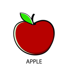 Red apple on white  background. vector illustration