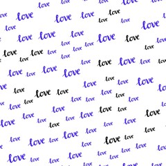 Light Multicolor vector seamless cover with quote LOVE YOU. Decorative design in doodle style with text LOVE YOU. Pattern for trendy fabric, wallpapers.