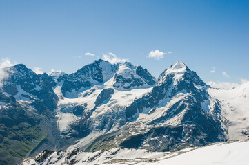Piz Roseg, Val Roseg, Wanderweg, Gletscherwanderung, Gletscher, Piz Scerscen, Piz Bernina, Tschierva Gletscher, Piz Tschierva, Engadin, Alpen, Graub&uuml;nden, Sommer, Schweiz