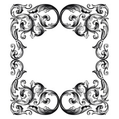 Fototapeta premium Classical baroque vector of vintage element for design. Decorative design element filigree calligraphy vector. You can use for wedding decoration of greeting card and laser cutting.