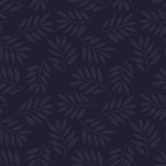 Vector leaves seamless pattern. Floral pattern on a dark background.