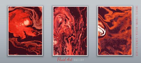 Fluid art. Vector. Abstract illustration with acrylic paints. The effect of flowing liquid and marble texture. Spray paint. Handwork with a brush. Template for design projects..