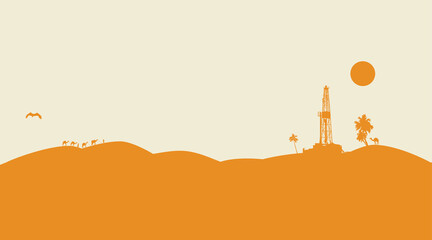 Oil drilling vector background