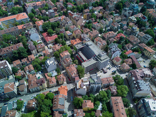 Obraz premium aerial view of the city from drone