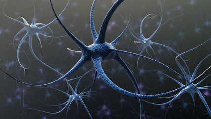 3D render illustration of neurons 