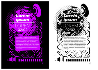 Abstract modern design posters for concert. Modern layout concept designs with artistic speaker and volume bar.