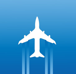 Airplane vector icon isolated on blue background