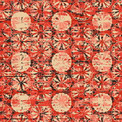 Fototapeta na wymiar Seamless pattern with ethnic Japanese ornament elements. Folk flowers and leaves for print or embroidery.