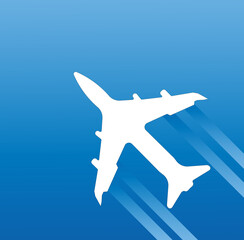 Airplane vector icon isolated on blue background
