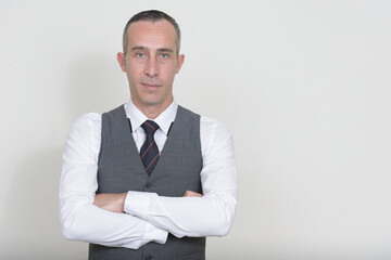 Portrait of mature handsome businessman with waistcoat